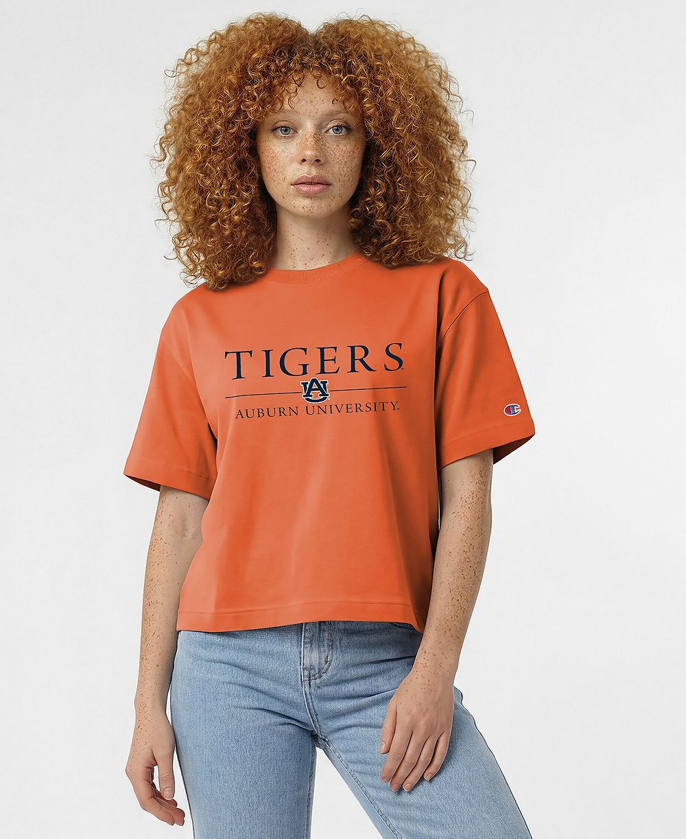 Женская футболка Champion Auburn Tigers Relaxed-Fit Cropped Wordmark