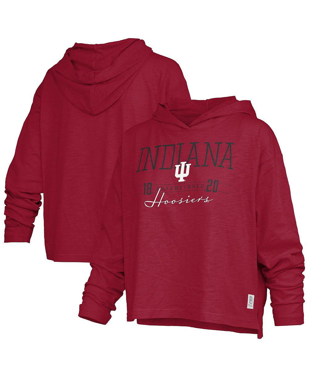 Pressbox Женский Castillo Indiana Hoosiers Slub Long-Sleeve Hooded T-Shirt