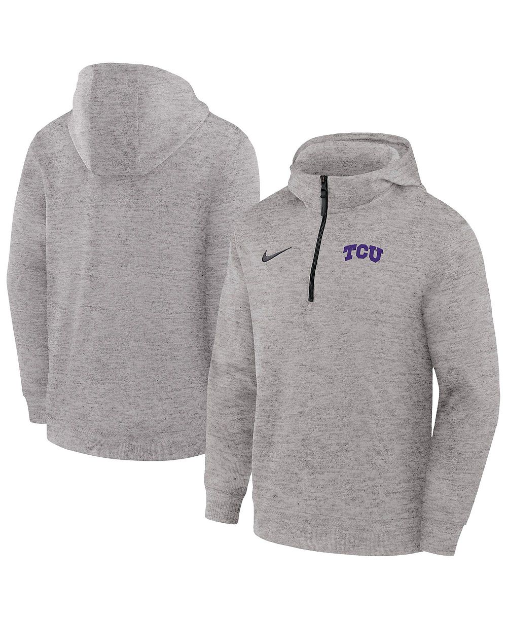 Nike Men's Gray TCU Horned Frogs Coaches Dri-FIT Half-Zip Hoodie