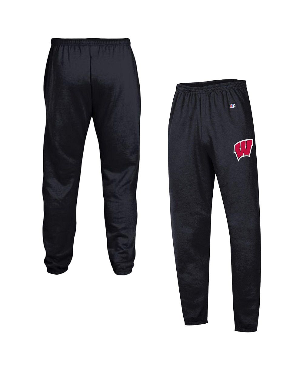 Champion Men's Black Wisconsin Badgers Powerblend Banded Fleece Sweatpants