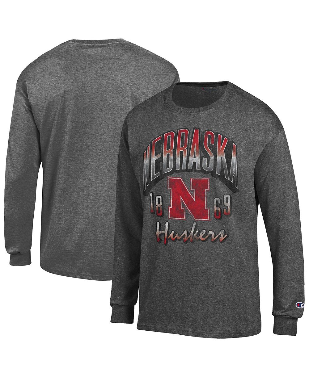 Champion Men's Nebraska Huskers Distressed Graphic Classic-Fit Bold Long-Sleeve T-Shirt