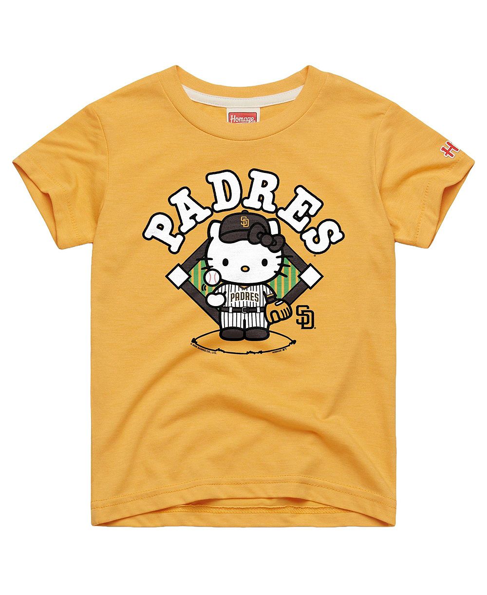 Homage детская трикотажная футболка с принтом Hello Kitty x MLB в цветах Сан-Диего Падрес, золотой оттенок