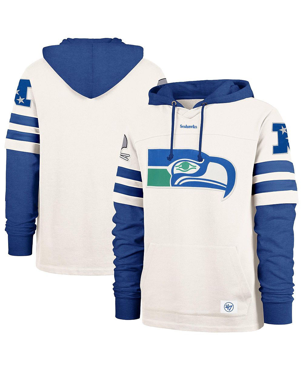 '47 Brand Men's Cream Seattle Seahawks Split Zone Cornerback Duo Lacer Hoodie