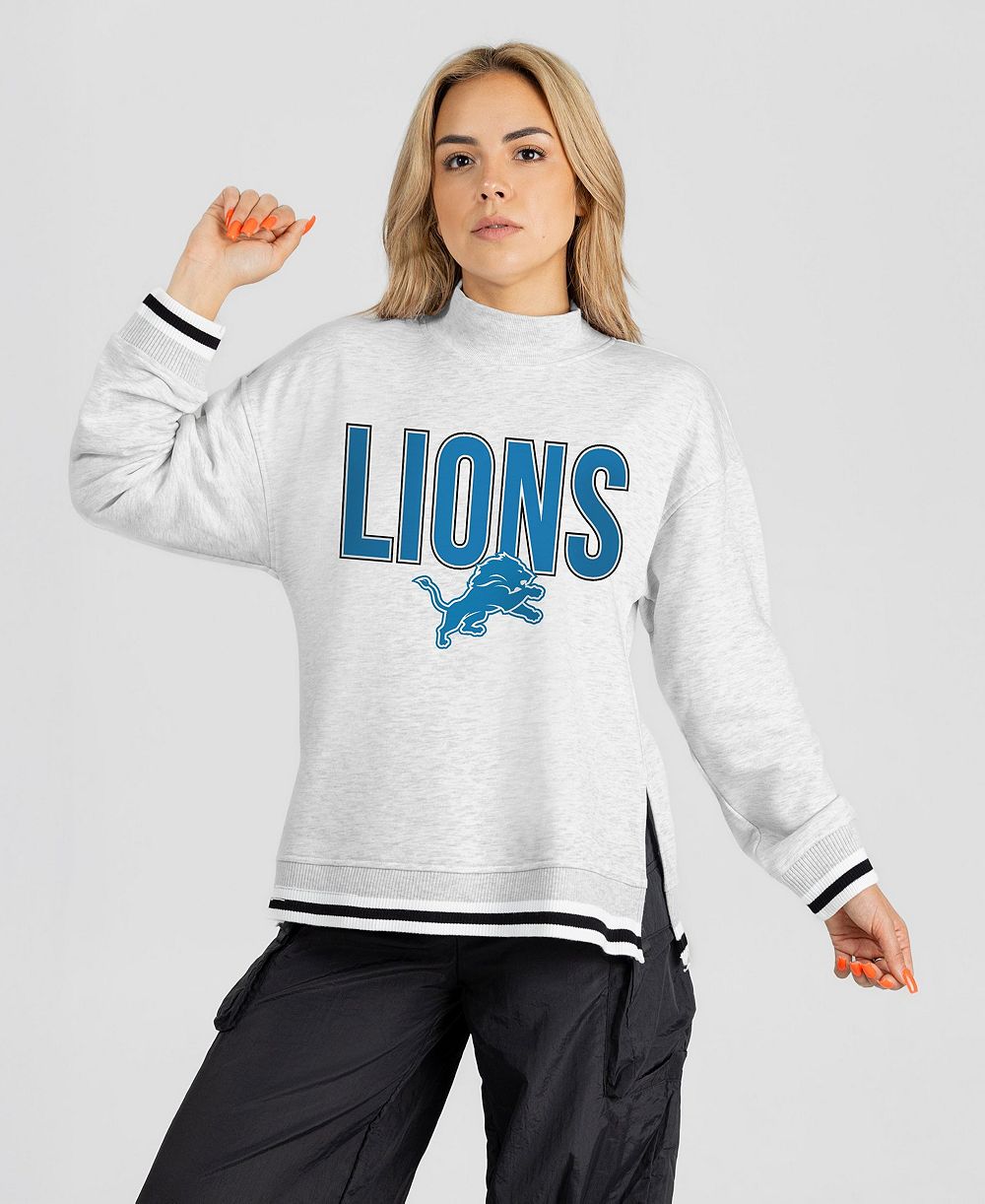 Gameday Couture Женский свитшот Detroit Lions Rally Point Contrast Stripe Relaxed-Fit с высоким воротником