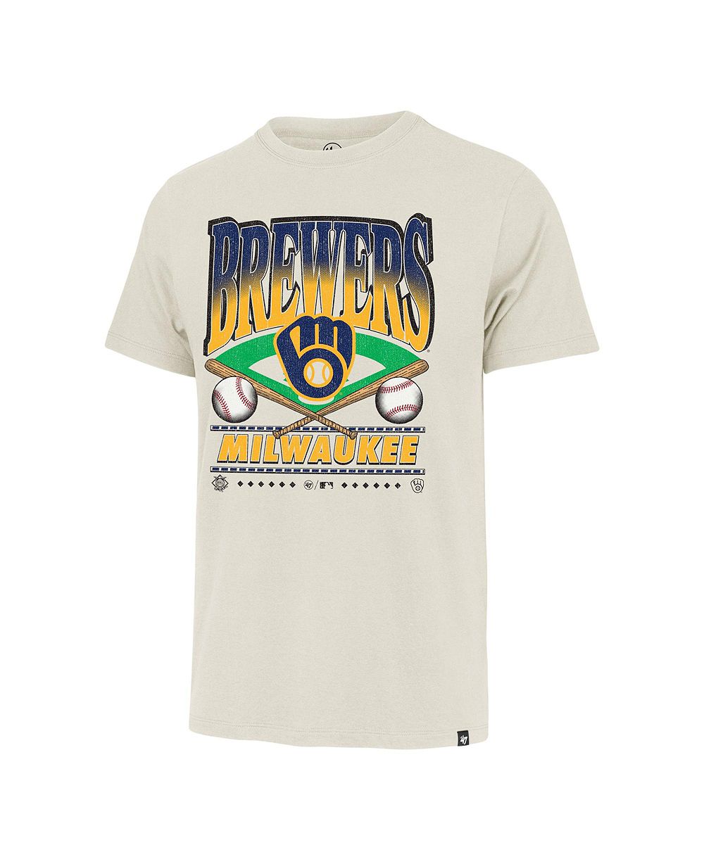 '47 Brand Men's Milwaukee Brewers Straight Shot Two Franklin Graphic Regular-Fit Crewneck T-Shirt