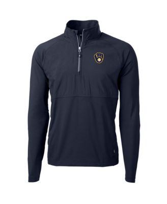Cutter & Buck Men's Navy Milwaukee Brewers Adapt Eco Knit Hybrid Quarter-Zip Pullover
