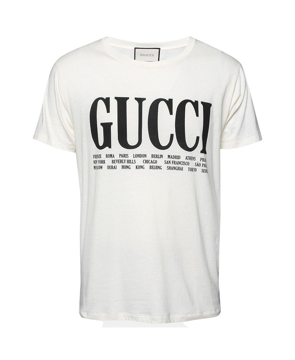 Pre-Owned Gucci Women's Cities Logo Cotton T-Shirt
