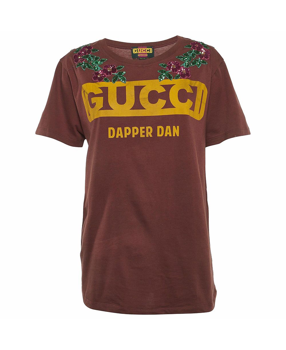 Футболка Pre-Owned Gucci женская с логотипом, украшенным пайетками Dapper Dan