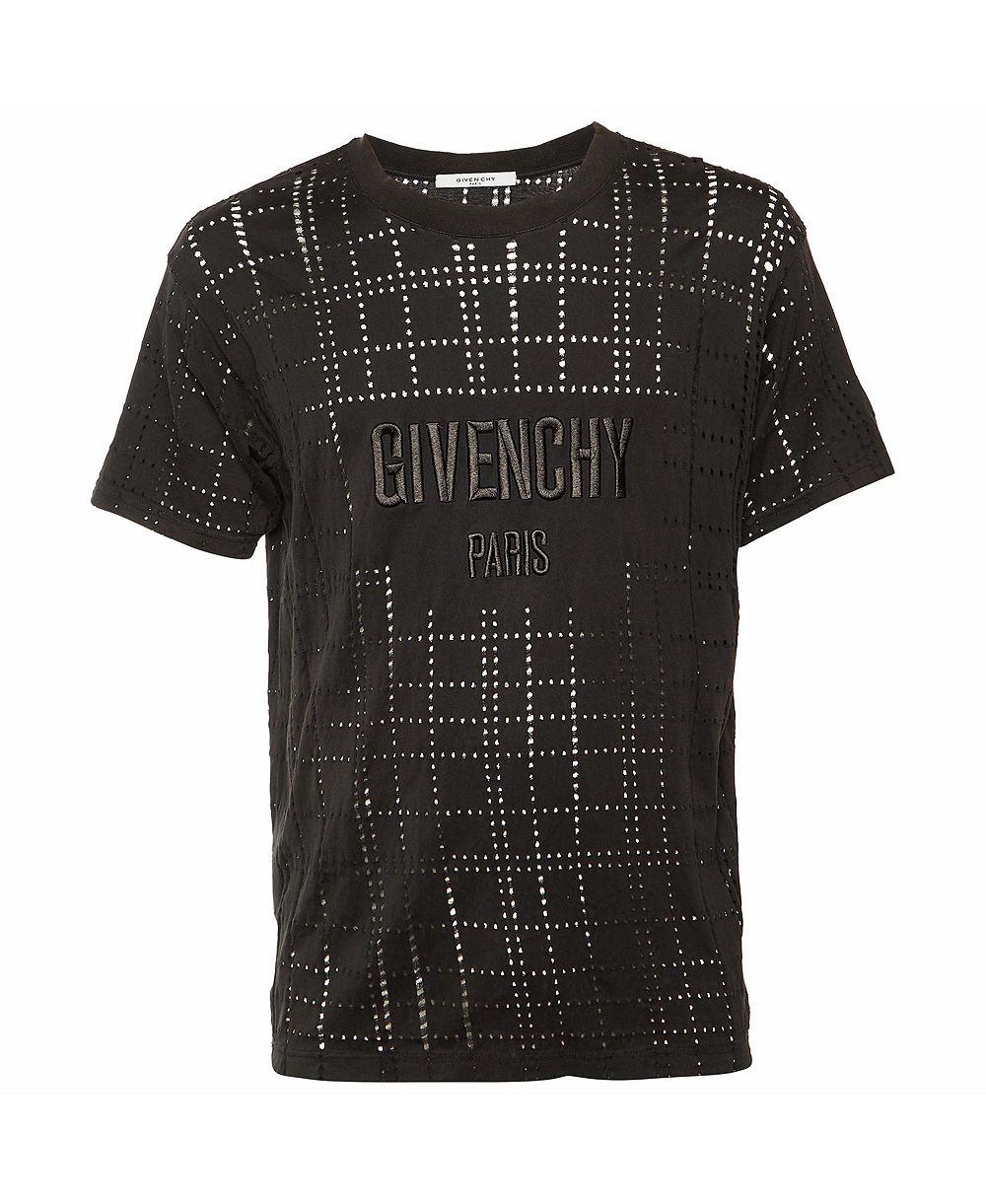 Б/у женская футболка Givenchy из хлопка с перфорированным сетчатым логотипом