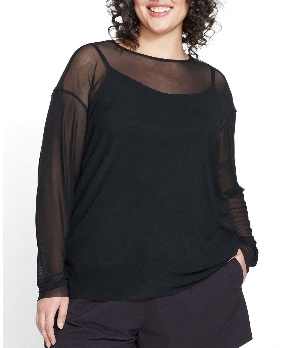 Прозрачная топ с цветочным принтом Universal Standard Plus Size