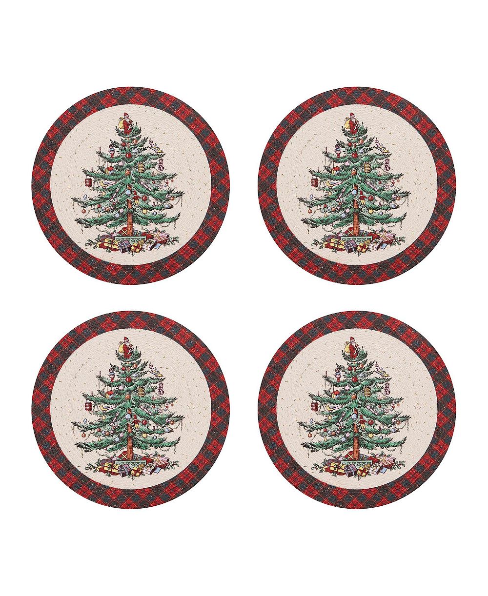 Spode подставки для стола Christmas Tree Tartan Braided, набор из 4 штук