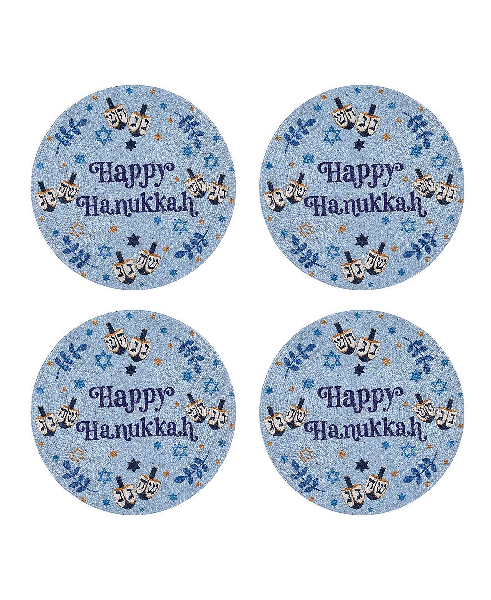 Avanti Набор круглых плетеных салфеток Happy Hanukkah, 4 шт