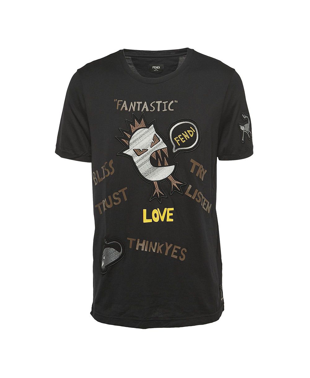 Pre-Owned Fendi Women's Monster Applique Cotton T-Shirt