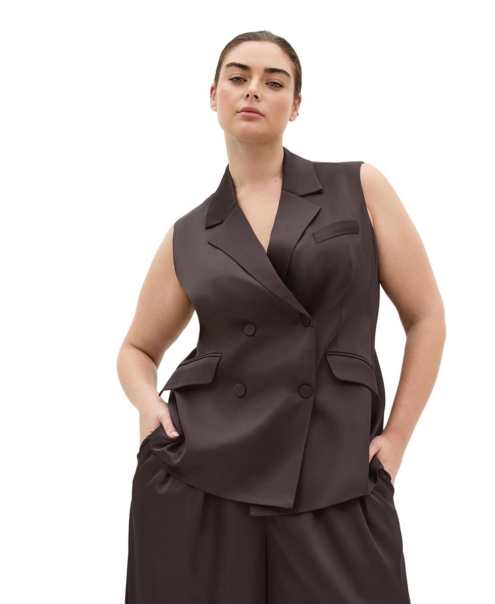 CITY CHIC Жилет из сатина с двойной бровкой, приталенный, размер Plus