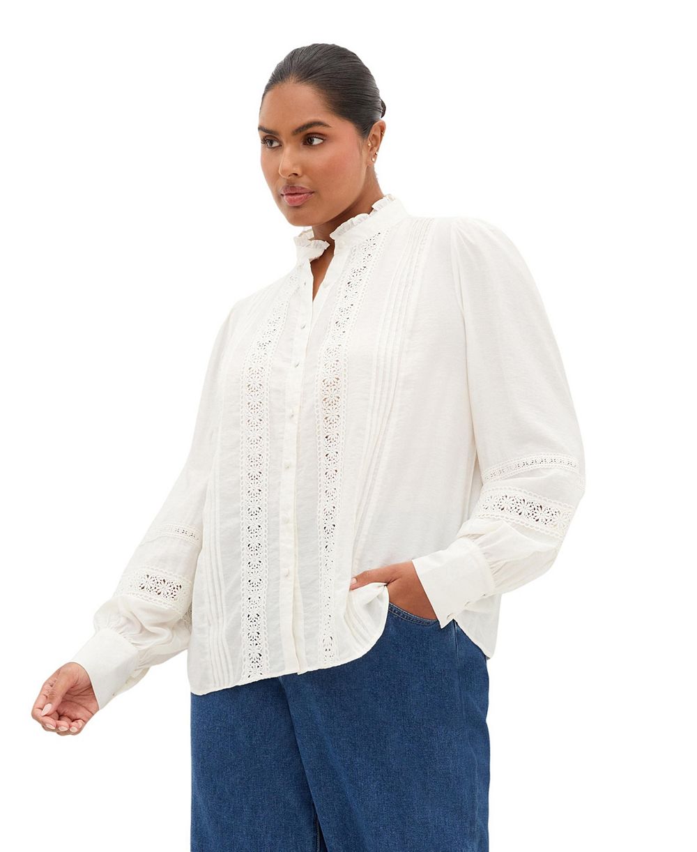 Женская рубашка CITY CHIC Plus Size с вышивкой и высоким воротником