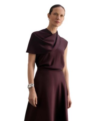 The Fold Women's Ocana Asymmetric Sleeve Blouse Top