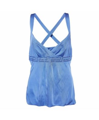 Pre-Owned Versace Women's Crystal Greca Embellished Jersey Tank Top