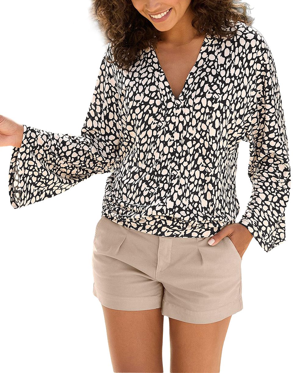 LASCANA Women's Viscose Printed Everyday Comfort Long-Sleeve Top