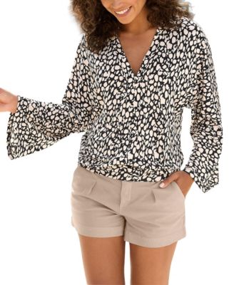 LASCANA Women's Viscose Printed Everyday Comfort Long-Sleeve Top
