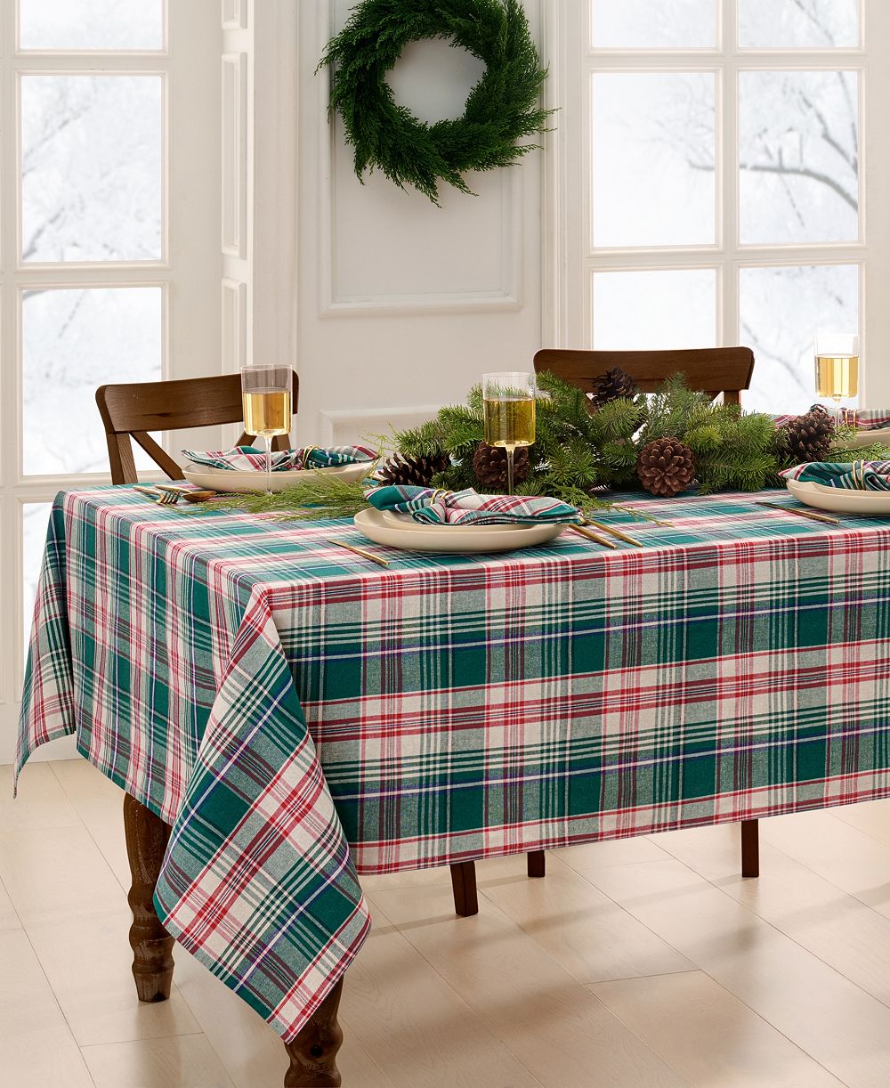 Скатерть в клетку Elrene Holiday Fireside 60" x 120"