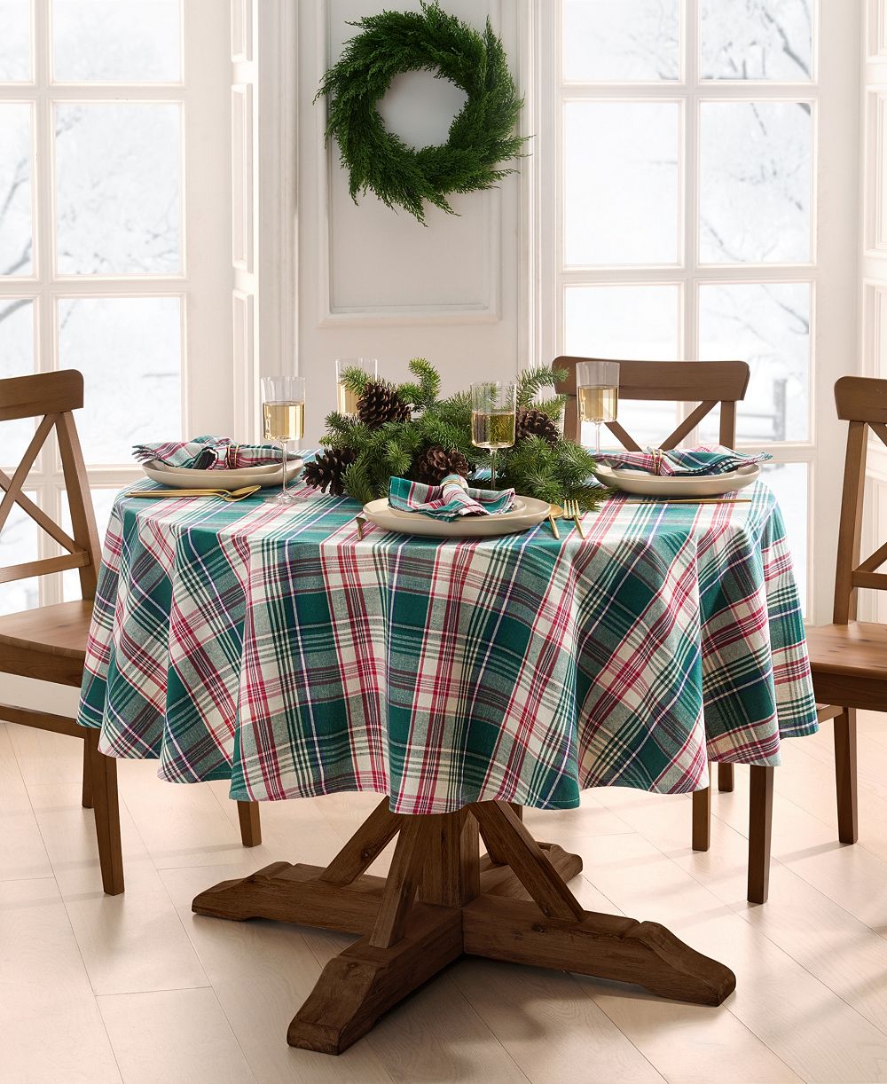 Скатерть Elrene Holiday Fireside в клетку, 70" x 70"