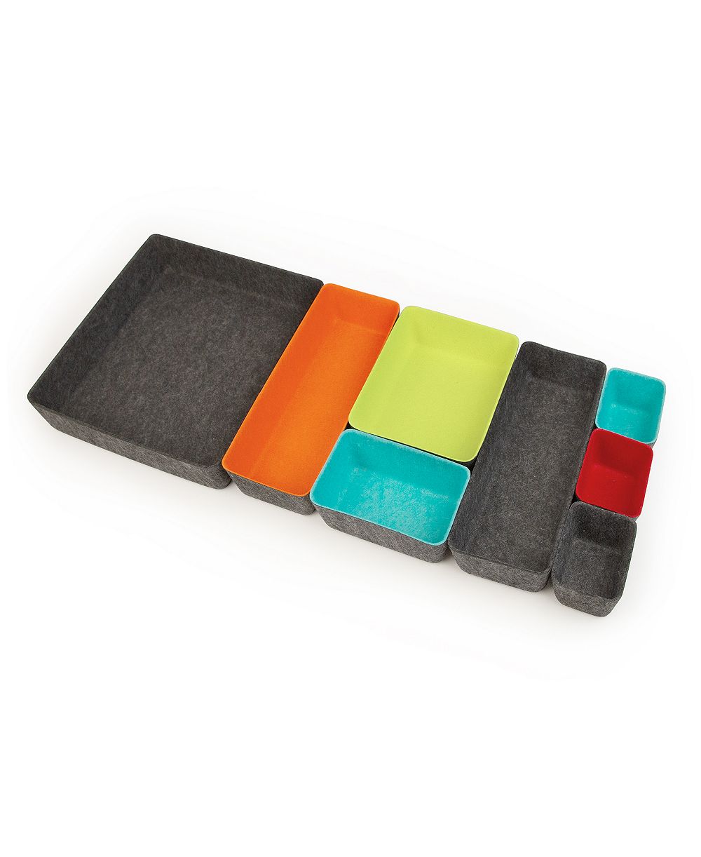 three by three Felt-Like Storage Bins, Set of 8