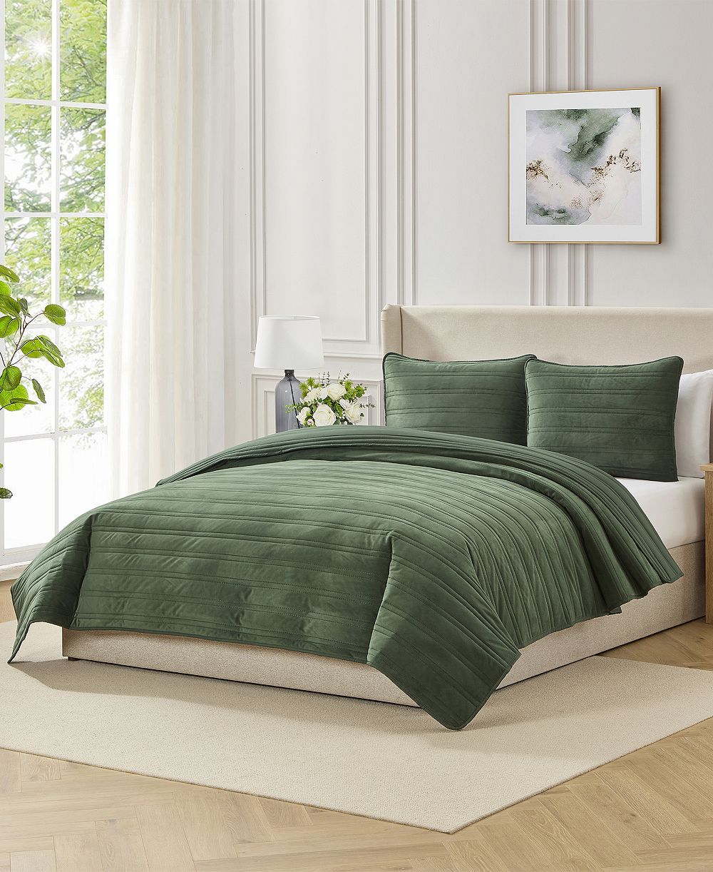 Комплект из 2 предметов одеяла Evergreen Ivy Pinsonic Stripe Solid Mink, размер Twin