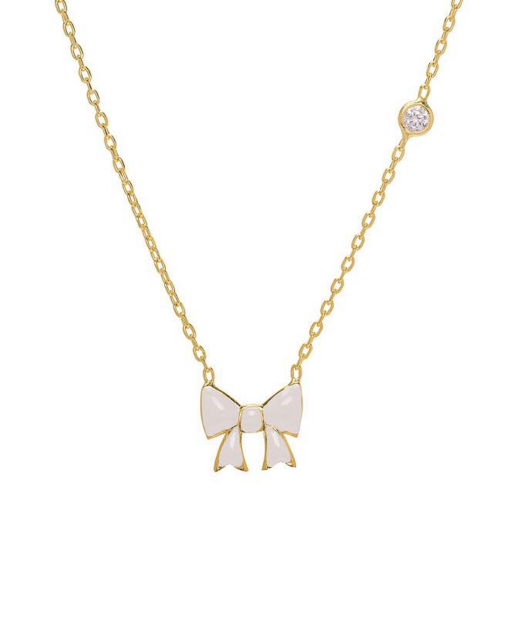 Lily Nily ожерелье-чокер с эмалевым бантом и фианитами в оправе, 14k золото
