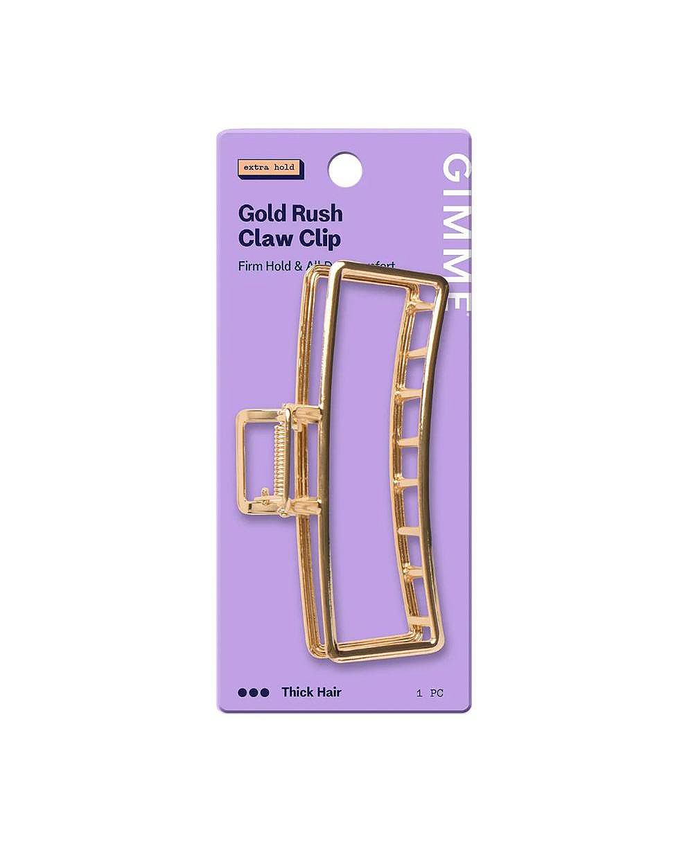 Металлическая зажим-краб Gimme Beauty Gold Rush прямоугольной формы для длинных, густых и кудрявых волос, удобный и модный