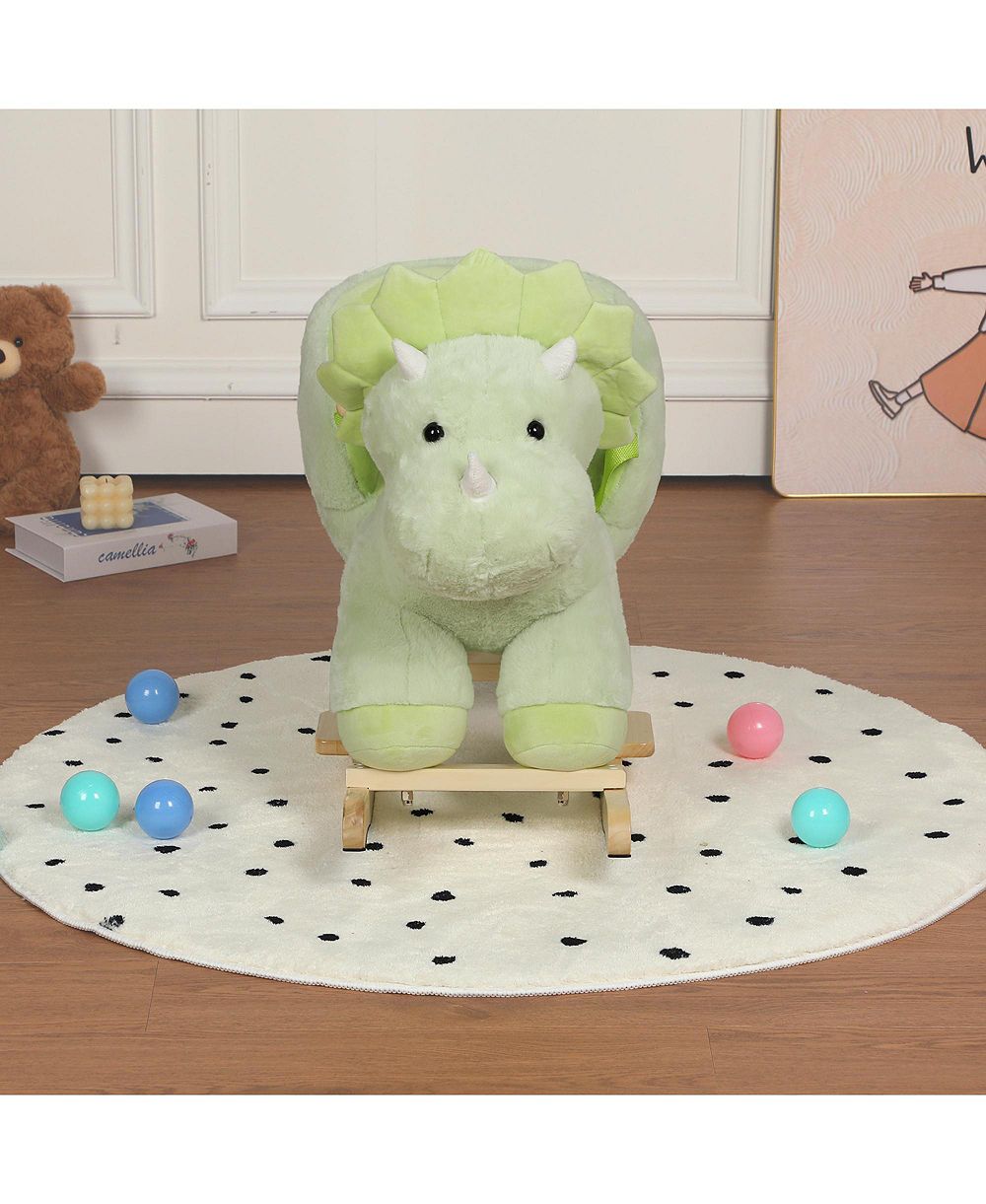 SEVORLEY Plush Dinosaur Rocking Ride-On Toy, Ages 1-3