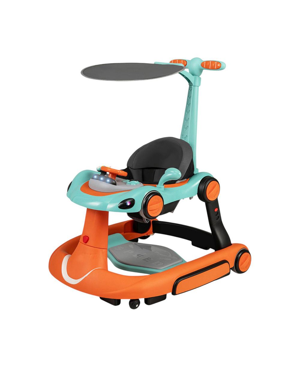 Slickblue 6-in-1 Baby Walker and Activity Center with Canopy, Music and Rocker
