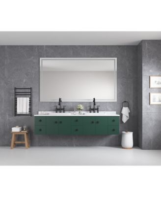 BUSDAYS 84 x 48 Inch LED Bathroom Mirror Front and Backlight Wall Mounted Anti Fog Memory 3 Colors Stepless Dimmable Vanity Mirror