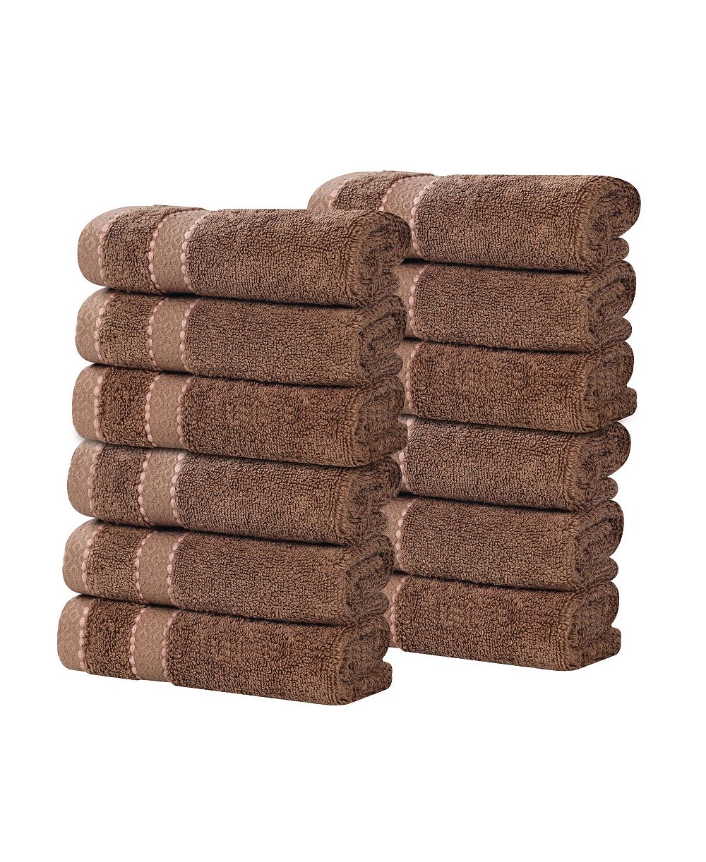 Superior Niles Egypt Produced Giza Dobby Ultra-Plush Thick Soft Absorbent 12-Piece Face Towel Washcloth Set
