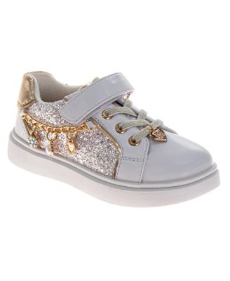 Badgley Mischka Little Girls Kensie Sneakers Glitter Charms Easy Hook-and-Loop Stylish