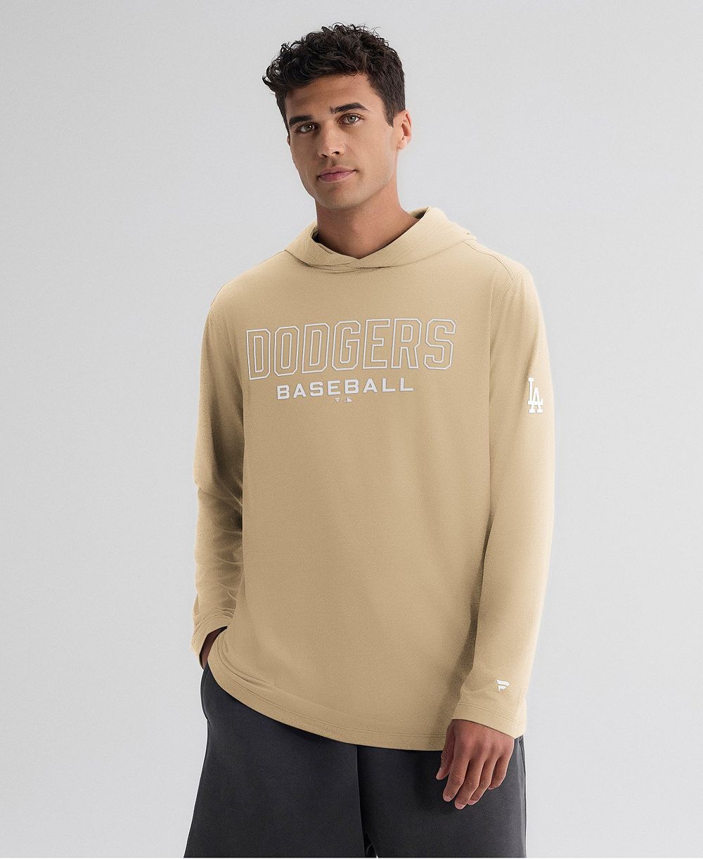 Fanatics Men's Khaki Los Angeles Dodgers Clutch Long Sleeve Hooded T-Shirt