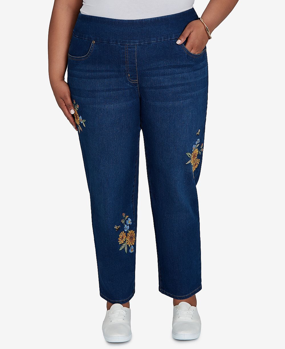 Alfred Dunner Plus Size брюки из денима с эффектом pull-on