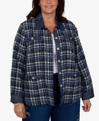 Женский твидовый клетчатый жакет Alfred Dunner Plus Size
