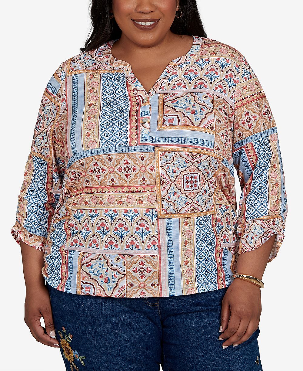 Alfred Dunner Blouse Plus Size с узором из лоскутков
