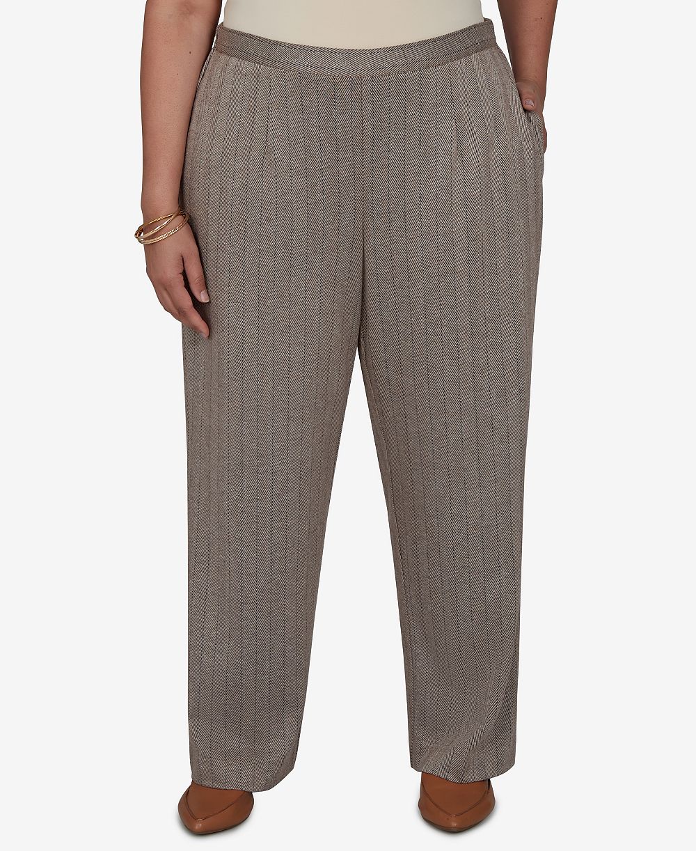 Alfred Dunner Plus Size Pull-On Pinstripe Mid-Rise Pants