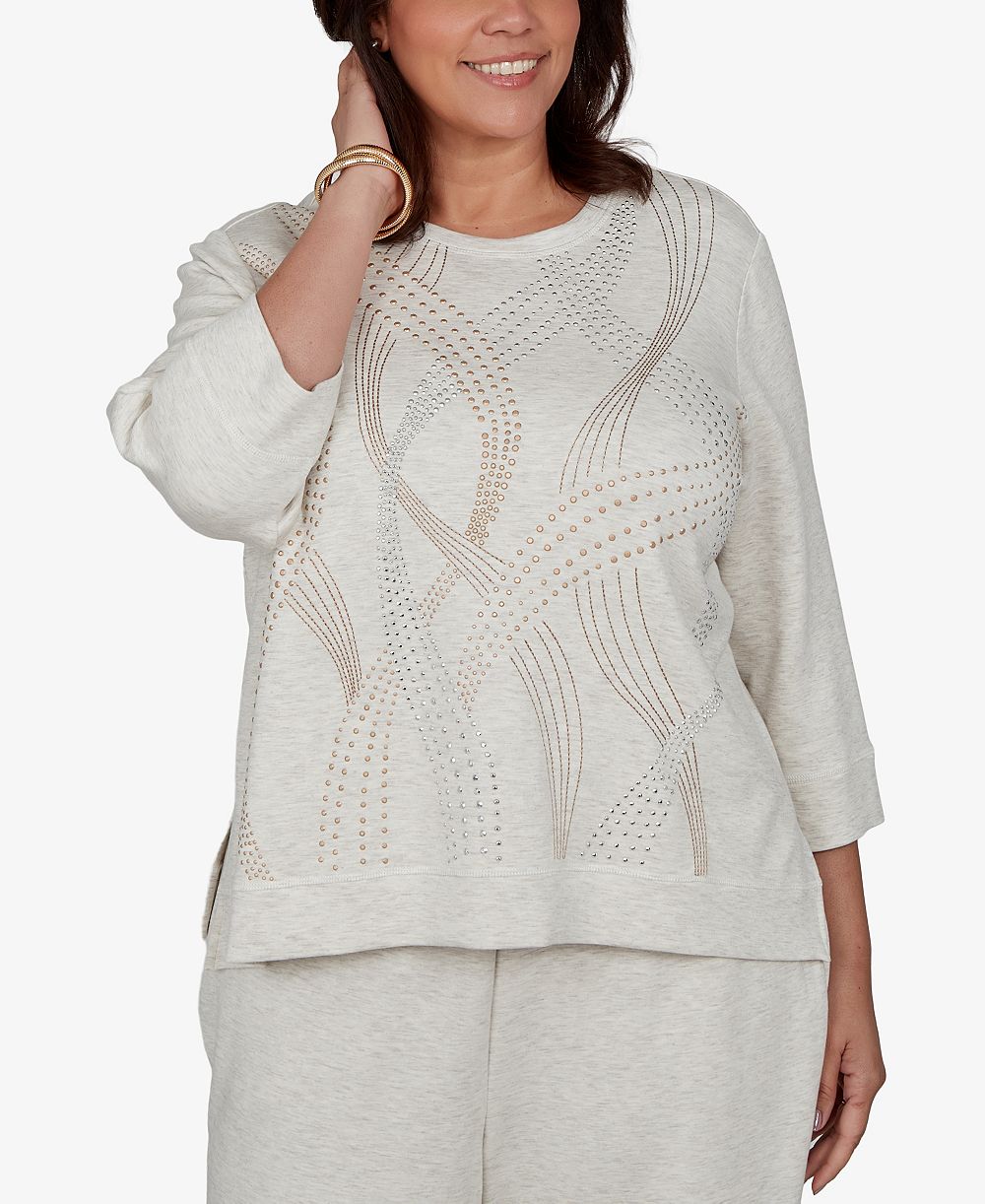 Трикотажный топ Alfred Dunner Plus Size 3/4-Sleeve