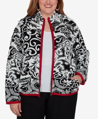 Женская короткая куртка Alfred Dunner Plus Size с воротником-стойкой и молнией спереди