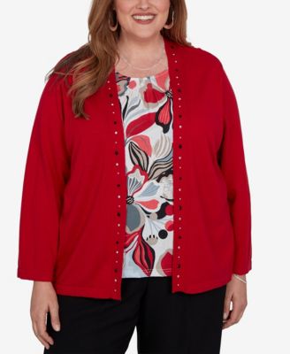 Alfred Dunner Plus Size Shawl Collar 3/4-Sleeve Cardigan Sweater