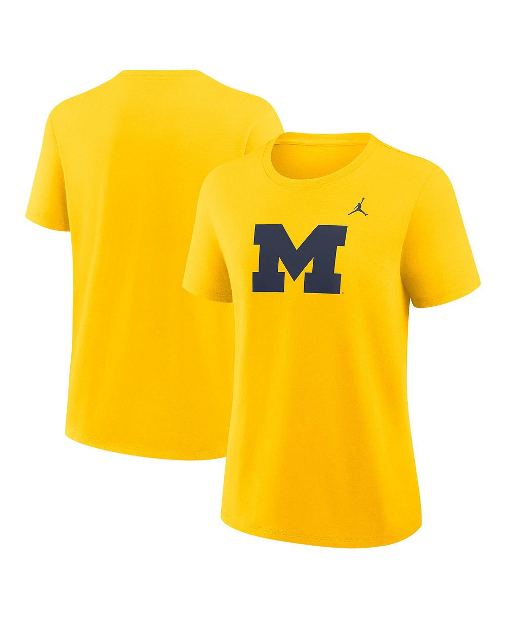 Jordan Women's Maize Michigan Wolverines Primary Logo T-Shirt