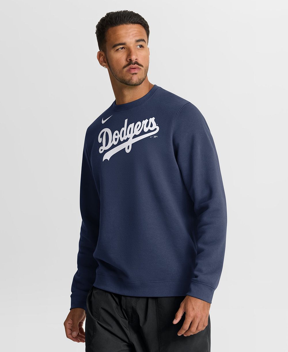Мужской потёртый худи Nike Navy Los Angeles Dodgers Primetime Wordmark