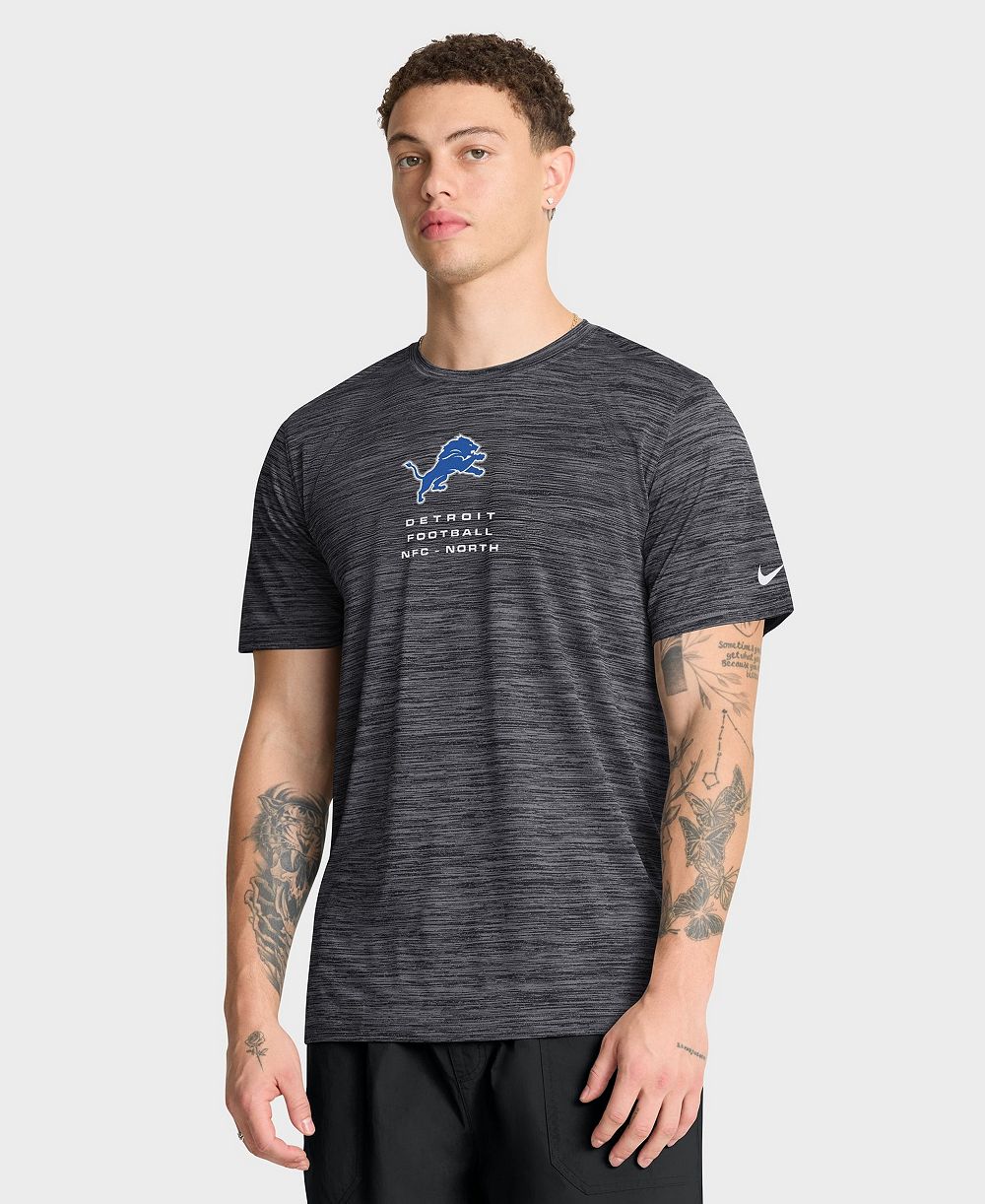 Nike Men's Anthracite Detroit Lions Velocity Ball Carrier Dri-FIT T-Shirt