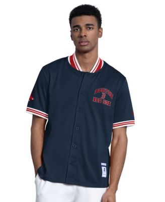 Starter Men's Navy Boston Red Sox Button-Up Short sleeves Jacket