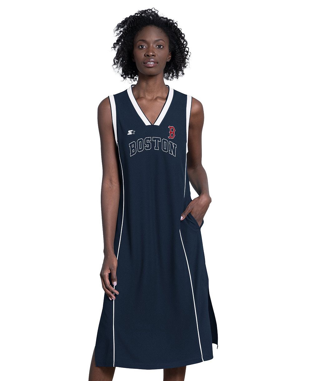 Женское макси-платье Starter Navy Boston Red Sox Line Up Sneaker Sleeveless