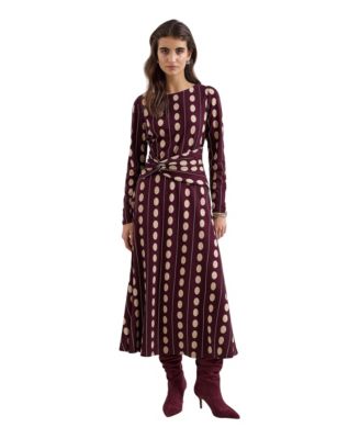 Phase Eight Women's Eugenie Polka-Dot Long-Sleeve Midi Dress