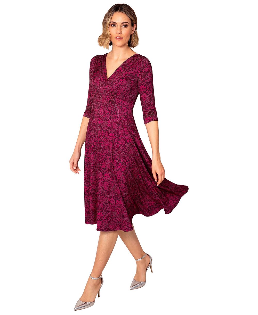 Alie Street London Женское платье Annie V-Neck 3/4 рукав расклешённое миди