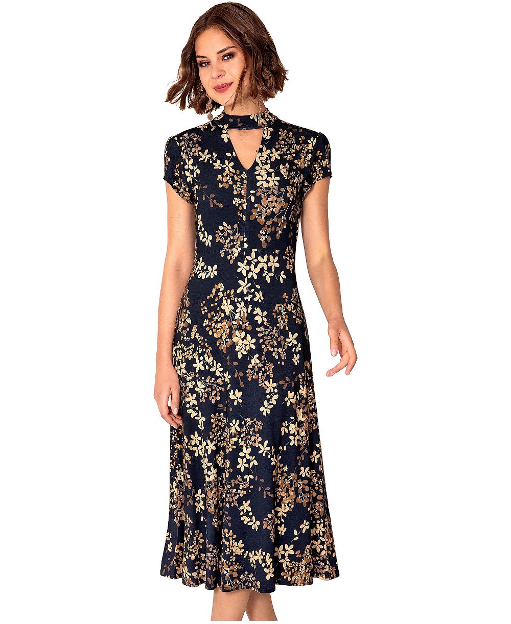 Alie Street London Women's Saffie Floral Keyhole Wedding Guest Midi Dress